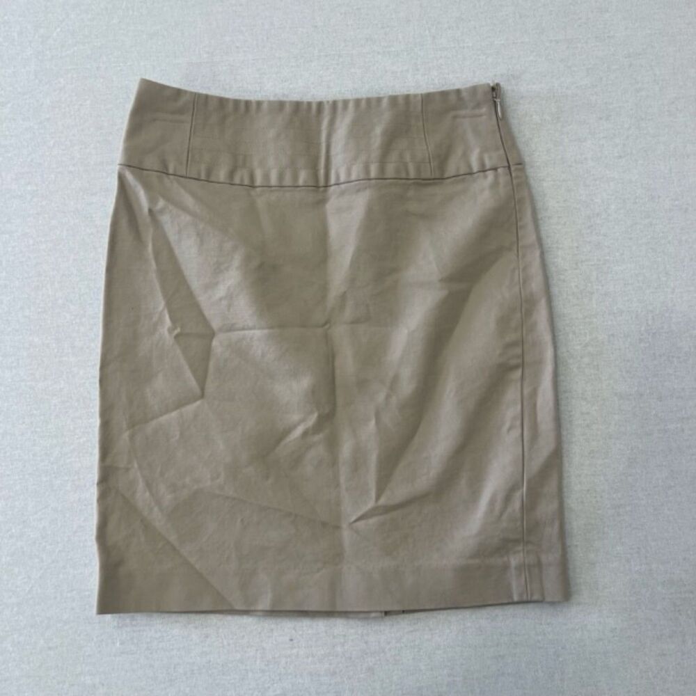 Banana Republic Womens 0 Khaki Tan Pencil Skirt Stretch Cotton Side Zip